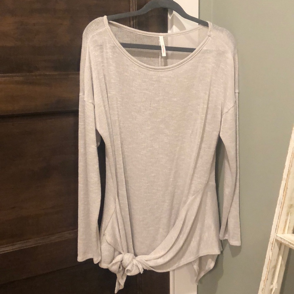 Gray tie sweater